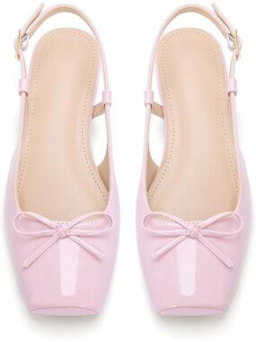 Women's Rose Bloom Slingback Square Toe Bow Knit Ankle Buckle Satin Ballet Flats